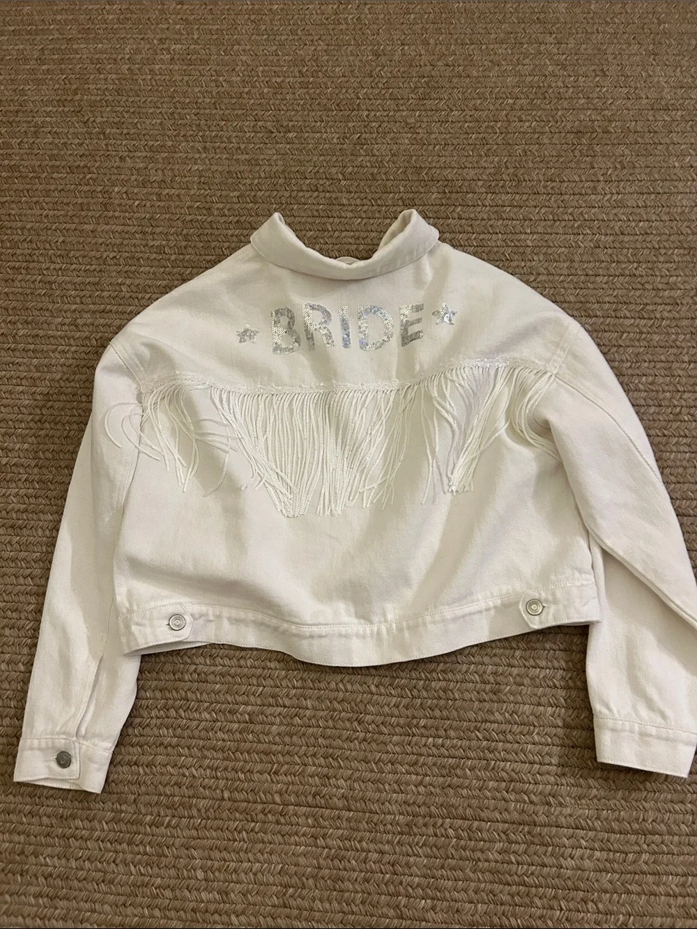 Altar’d State Bride white Jean jacket, size XS